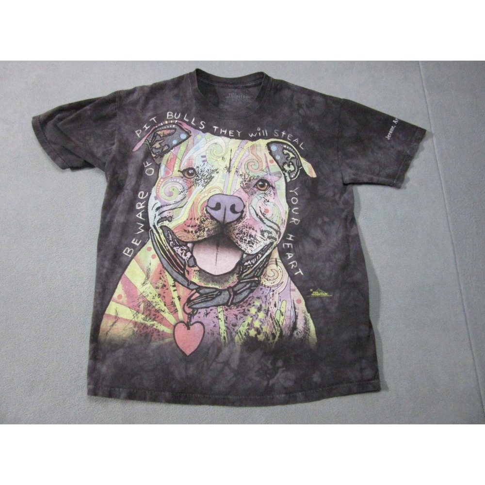 The Mountain Shirt Mens Large Gray Pit Bulls Tie Dye Beware 2013 Dean Russo AZ
